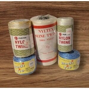 Set Of 5 Twine Nylon Crafting Puritan DIY Projects Vtg Blue White Boating Garden